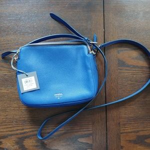 BN Fossil cross body purse cobalt blue leather